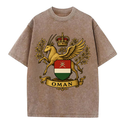 Oman Heritage Badge  - Vintage T-shirt - Brown