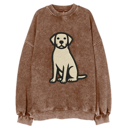 Goldador - Golden Lab mix sitting pose - Vintage Sweatshirt - Brown
