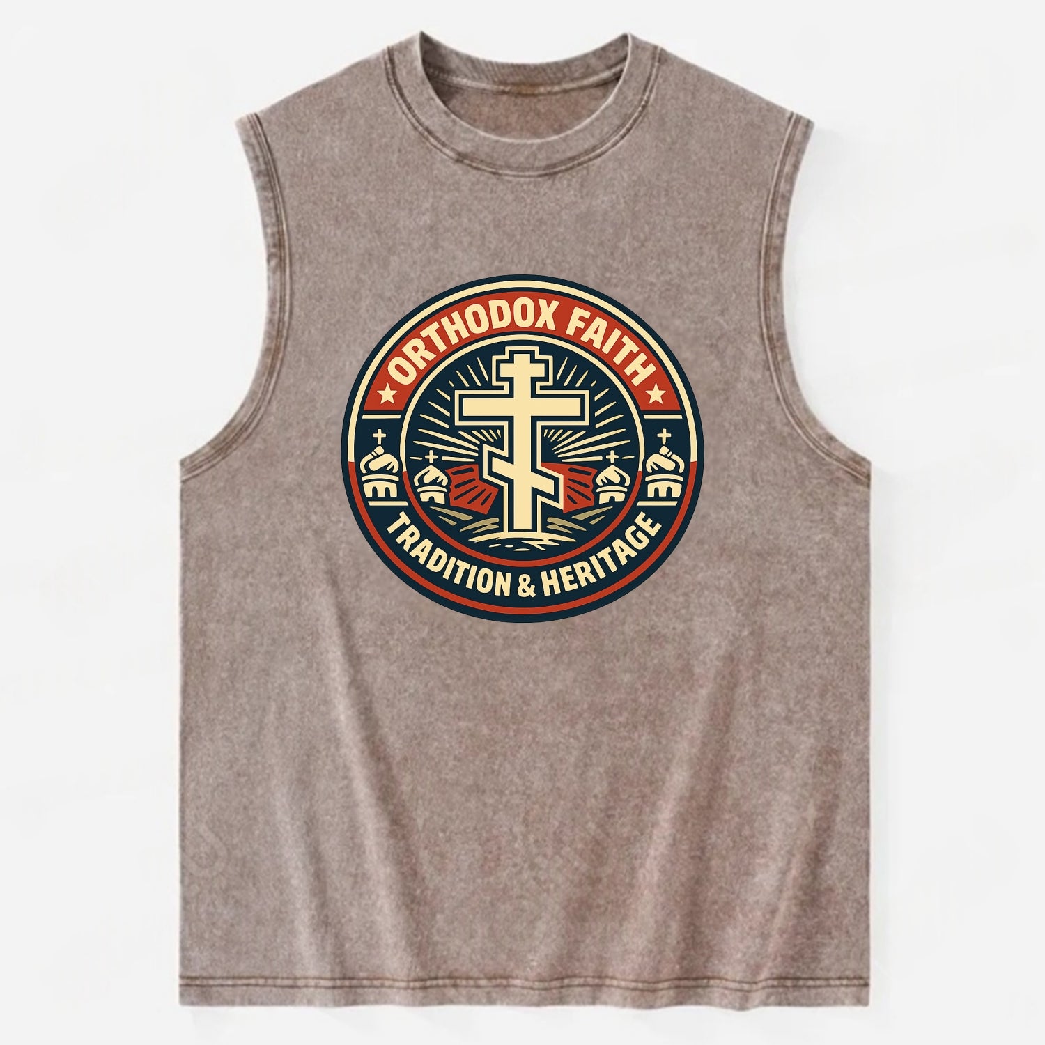 Faithful Heritage Emblem - Vintage Washed Tank - Brown
