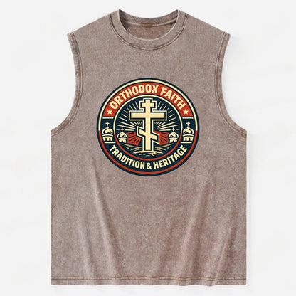 Faithful Heritage Emblem - Vintage Washed Tank - Brown