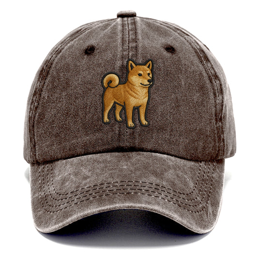 Shiba Inu - Trendy Japanese dog logo wit - Classic Cap - Brown