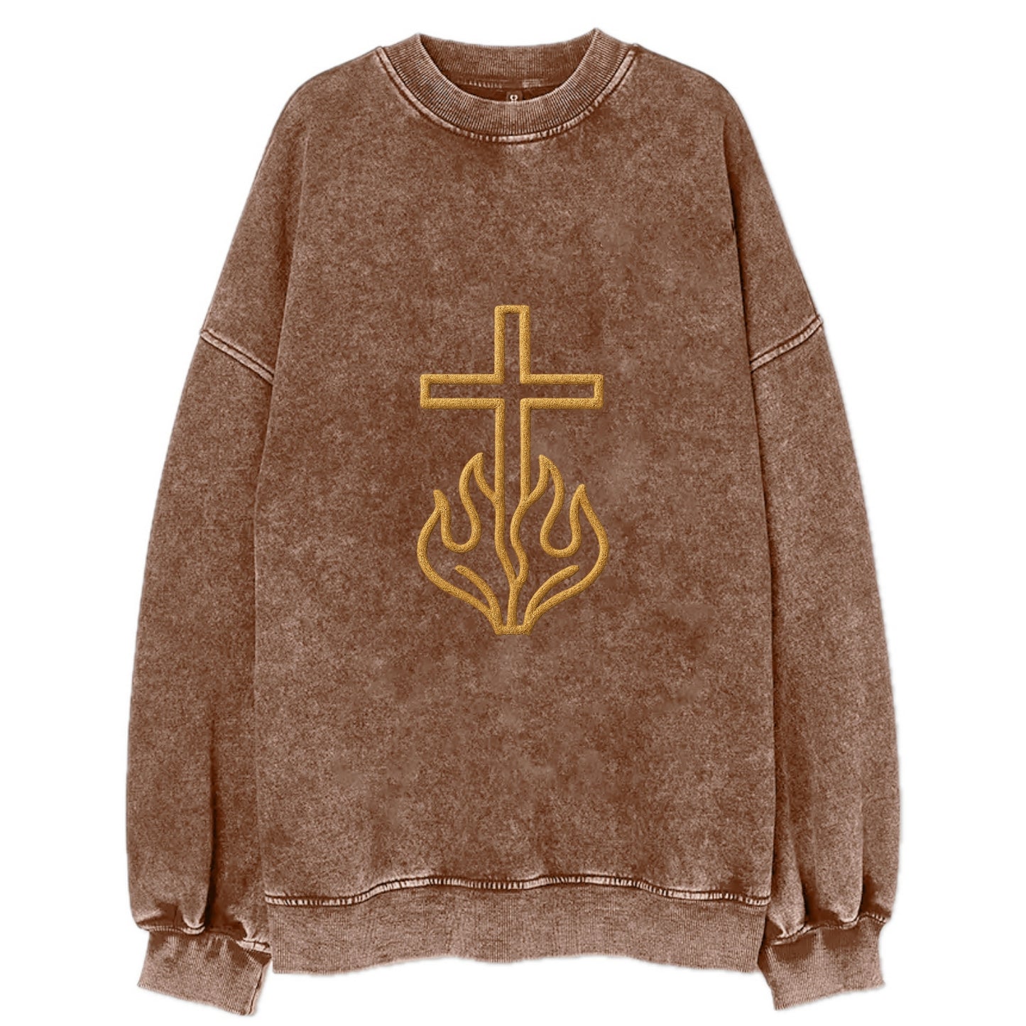 Burning Bush Cross  - Vintage Sweatshirt - Brown