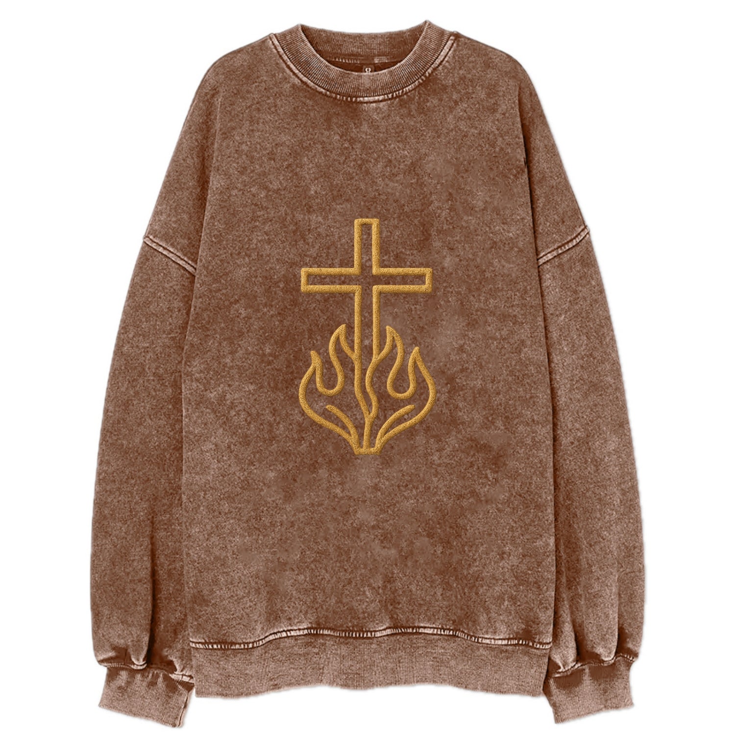 Burning Bush Cross  - Vintage Sweatshirt - Brown