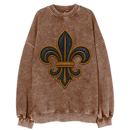 Fleur de Lis  - Vintage Sweatshirt - Brown