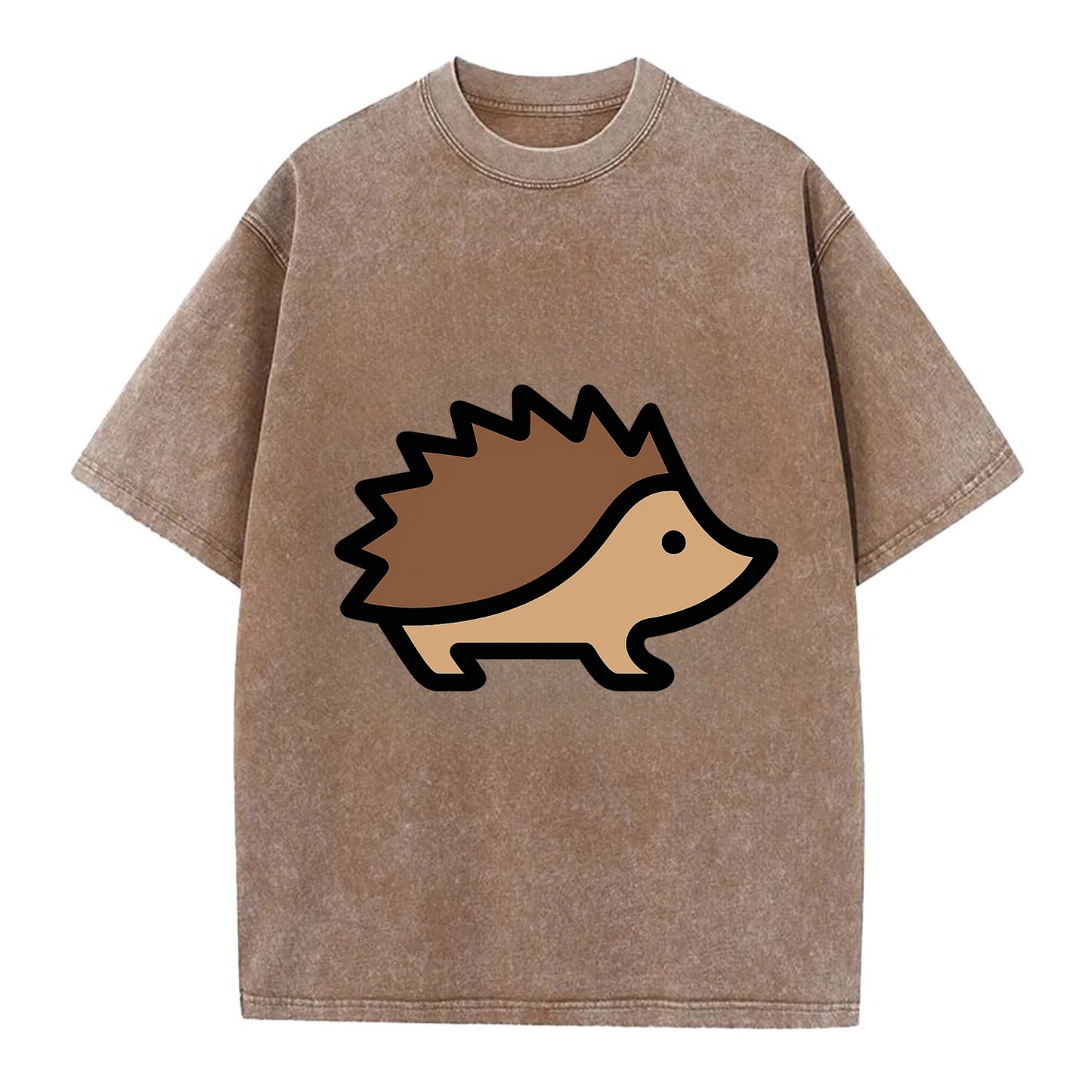Hedgehog - Brown spiky back flat side profile - Vintage T-shirt - Brown