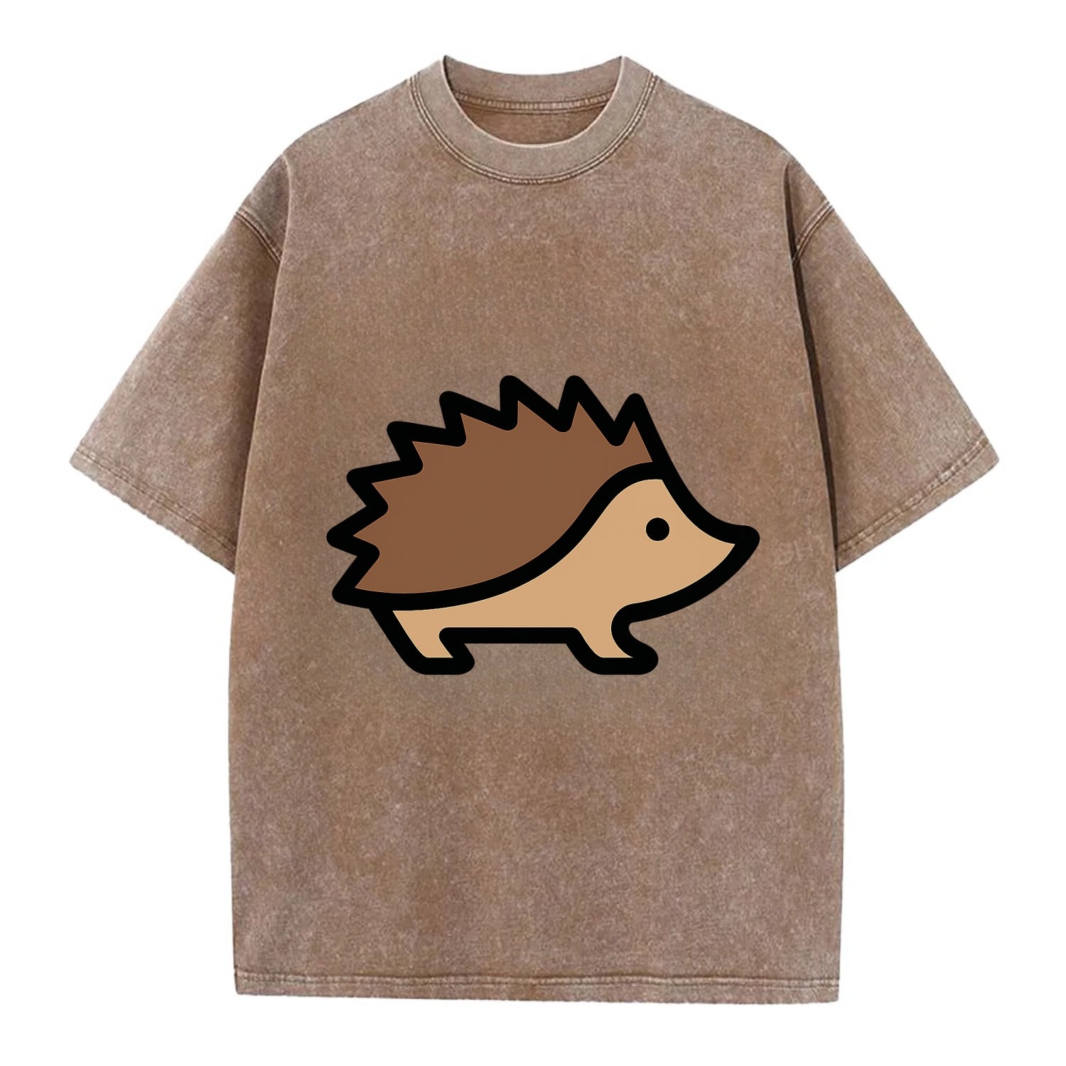 Hedgehog - Brown spiky back flat side profile - Vintage T-shirt - Brown
