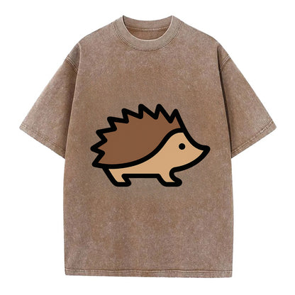 Hedgehog - Brown spiky back flat side profile - Vintage T-shirt - Brown