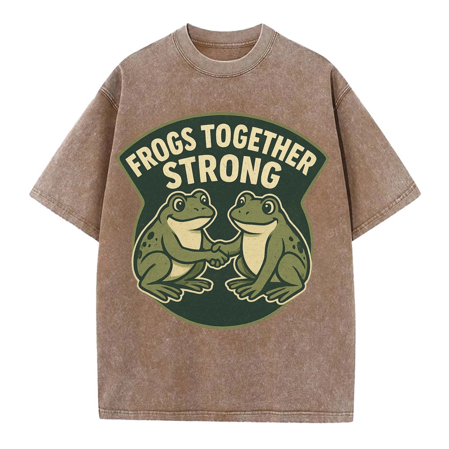 Frogs Together Strong 3 - Vintage T-shirt - Brown