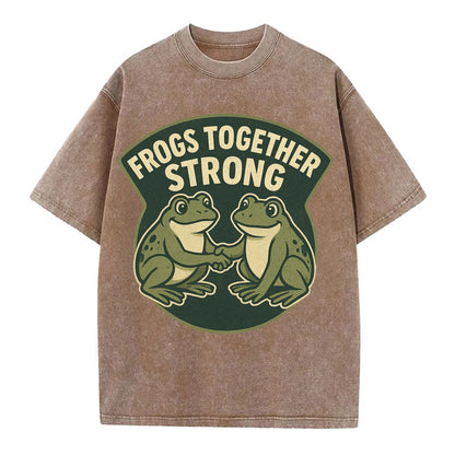 Frogs Together Strong 3 - Vintage T-shirt - Brown