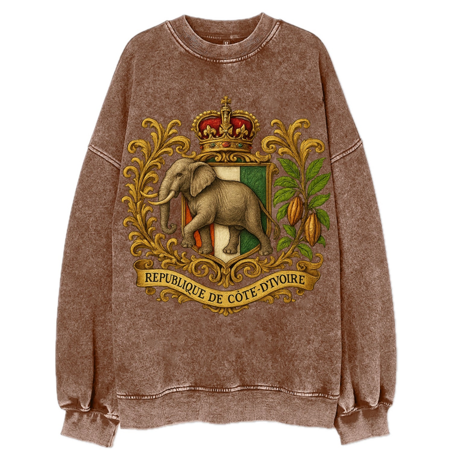Ivory Coast Heritage Badge  - Vintage Sweatshirt - Brown