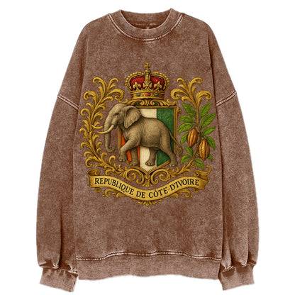 Ivory Coast Heritage Badge  - Vintage Sweatshirt - Brown