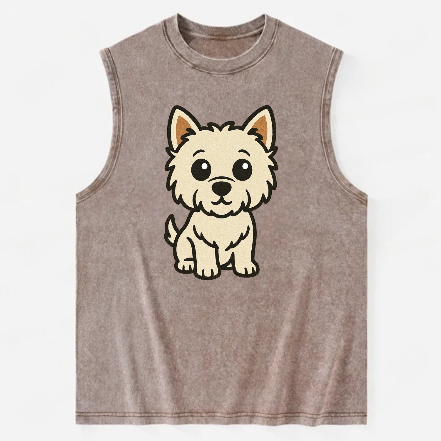 West Highland White Terrier - Alert standing pose - Vintage Washed Tank - Brown