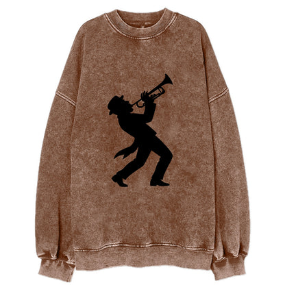 Trumpet player hitting high note - Vintage Sweatshirt - Brown