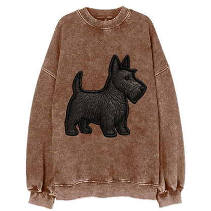 Scottish Terrier - Contemporary scottie - Vintage Sweatshirt - Brown
