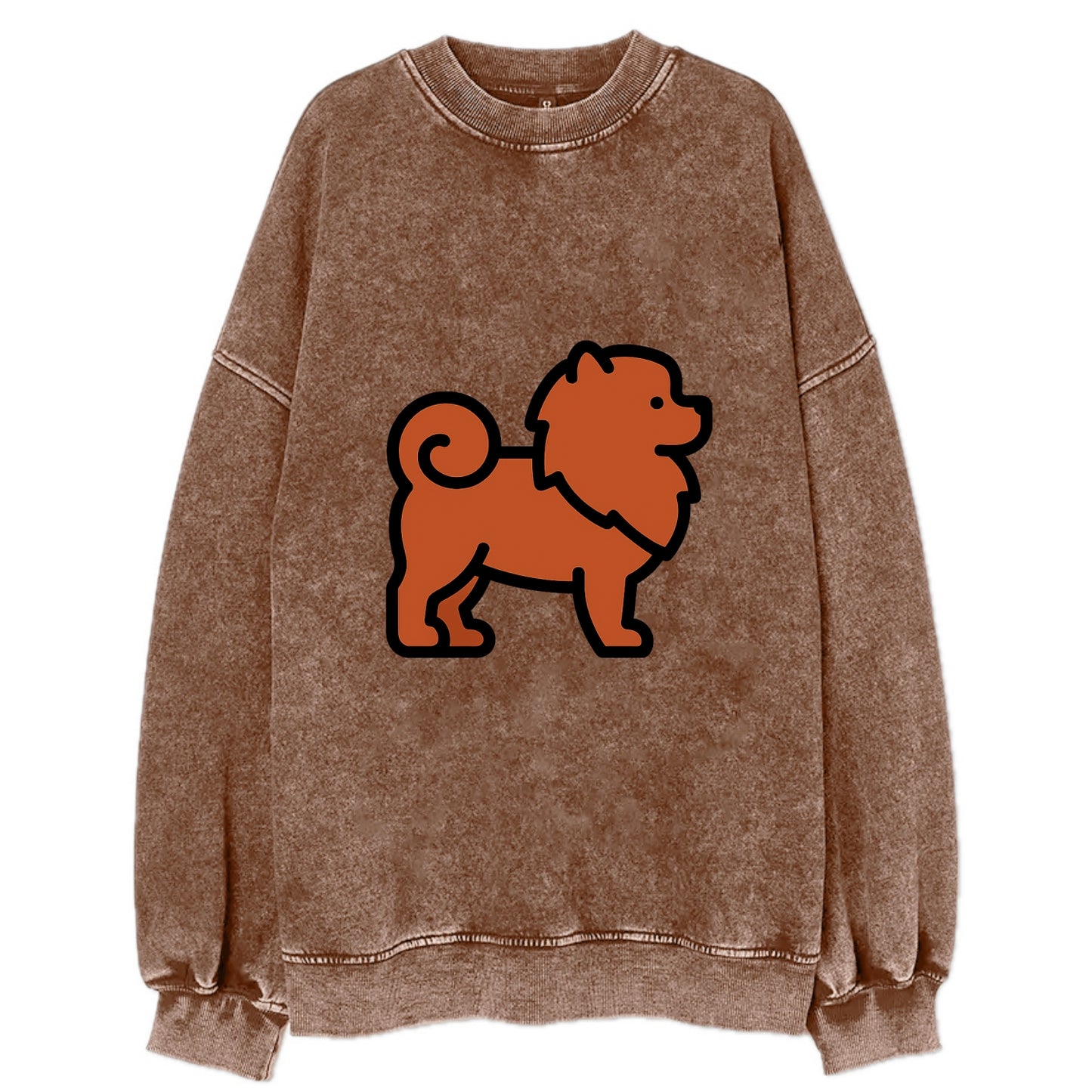 Chow Chow - Red fluffy flat side profile - Vintage Sweatshirt - Brown