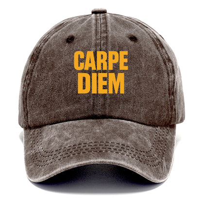 Bold typography design - "CARPE DIEM" - seize the day - Classic Cap - Brown