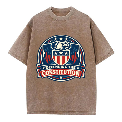 Defend Constitution - Vintage T-shirt - Brown