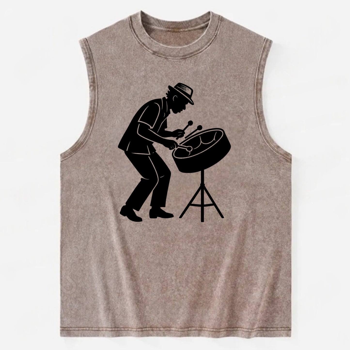 Steel drum player Caribbean rhythm - Vintage Washed Tank - Brown