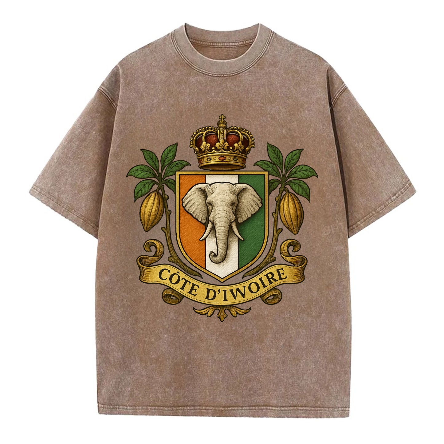 Ivory Coast Royal Logo  - Vintage T-shirt - Brown