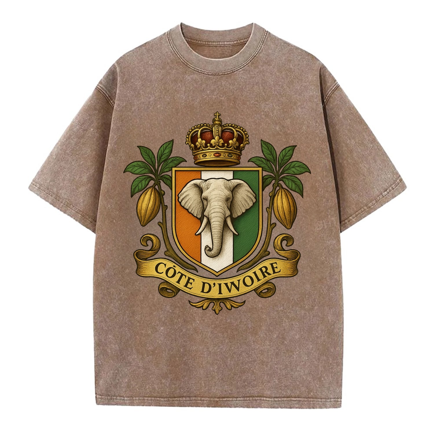 Ivory Coast Royal Logo  - Vintage T-shirt - Brown