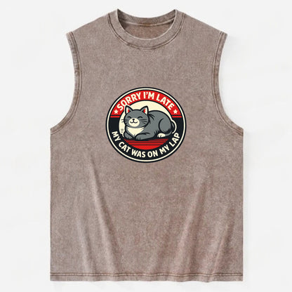 Charming Cat Loaf Excuse Emblem - Vintage Washed Tank - Brown