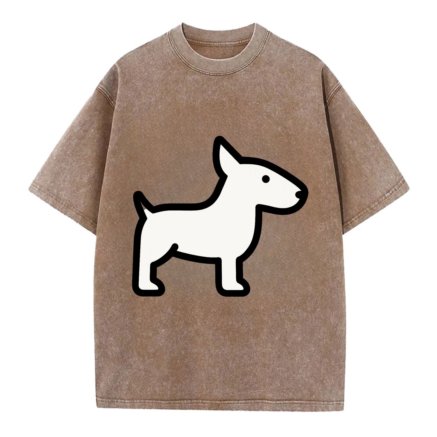 Bull Terrier - White egg-shaped head flat side profile - Vintage T-shirt - Brown