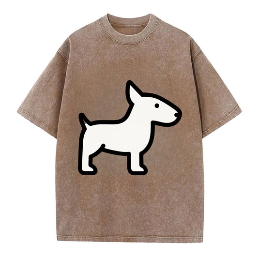 Bull Terrier - White egg-shaped head flat side profile - Vintage T-shirt - Brown