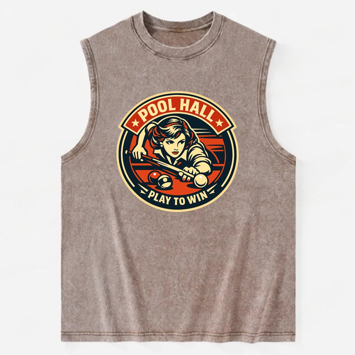Cue Queen Emblem - Vintage Washed Tank - Brown