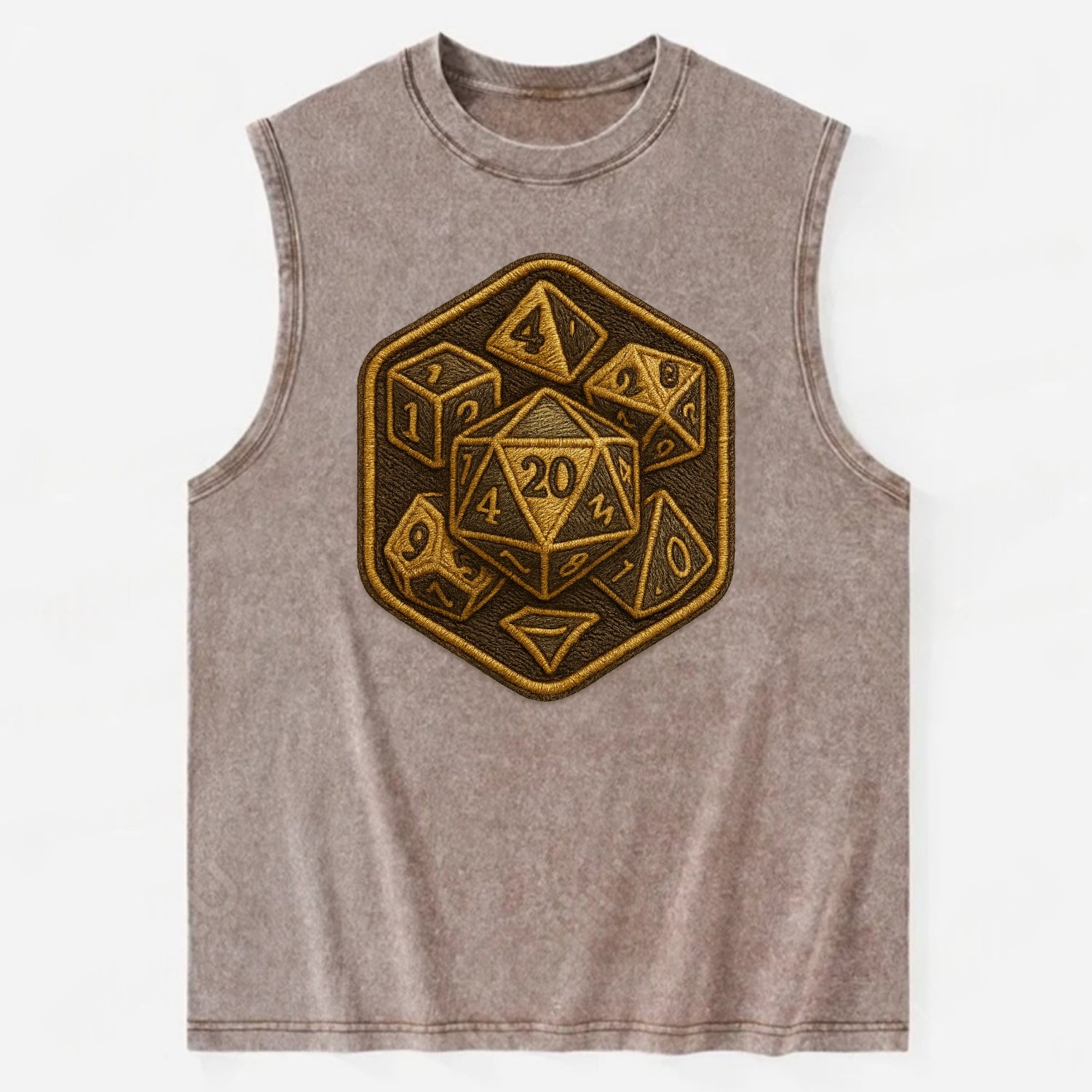 Dice set for tabletop gaming - RPG enthusiast - Vintage Washed Tank - Brown