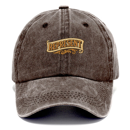 Bold typography design - "REPRESENT" - showing where you from - Classic Cap - Brown