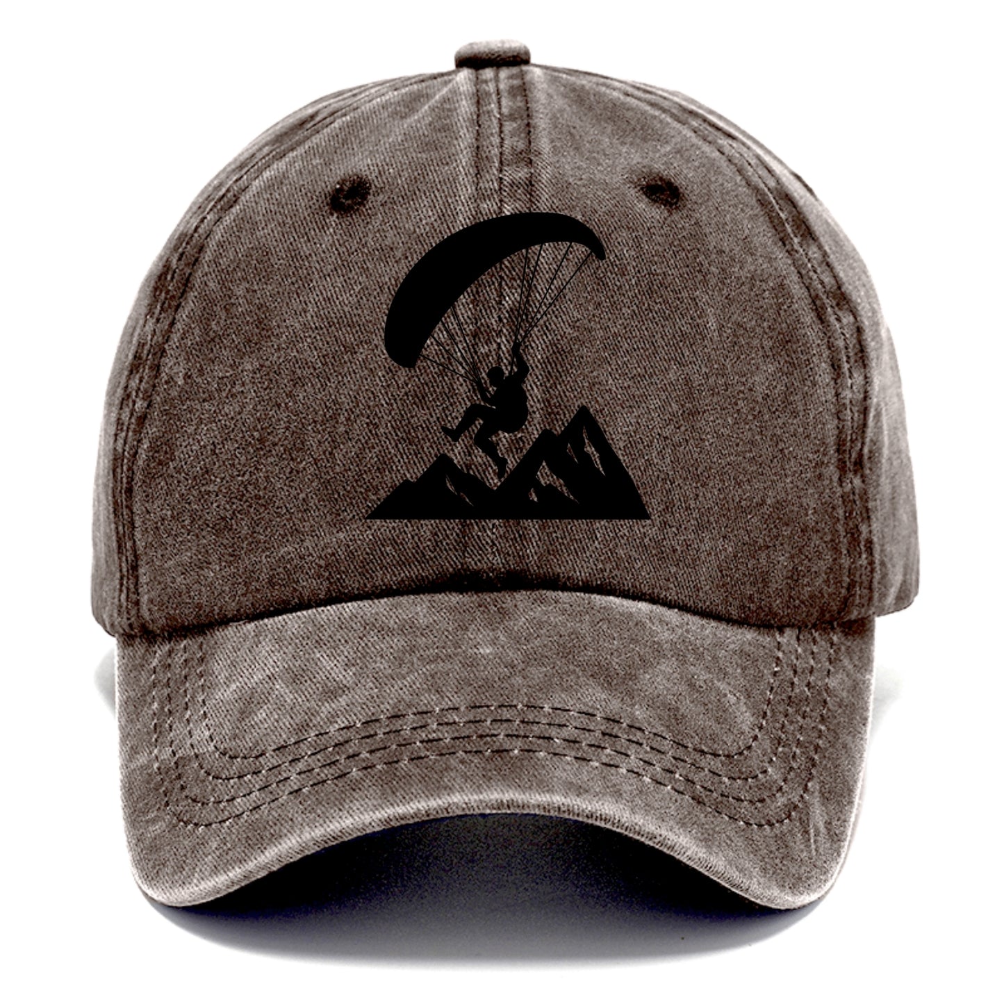 Paraglider soaring over mountain peaks - Classic Cap - Brown