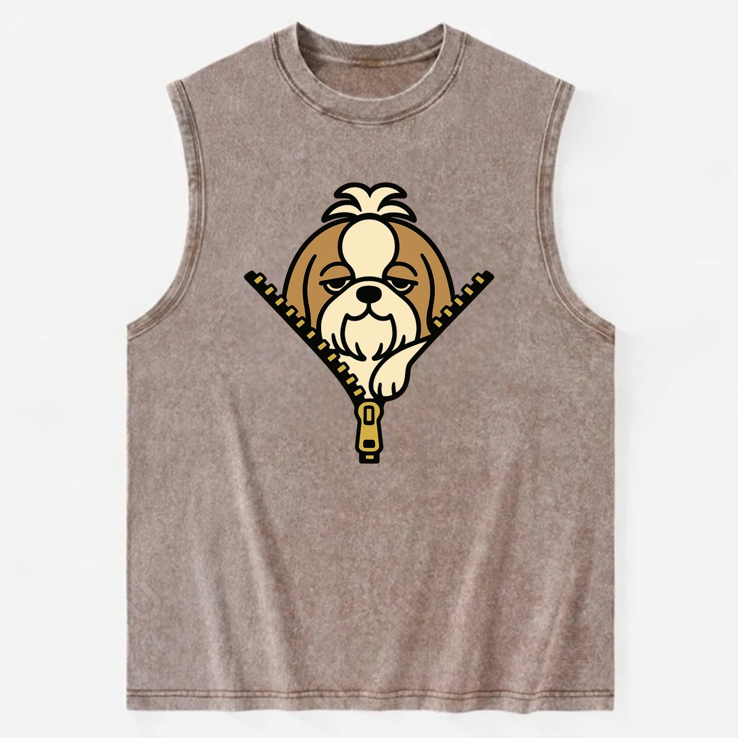Shih Tzu - Vintage Washed Tank - Brown