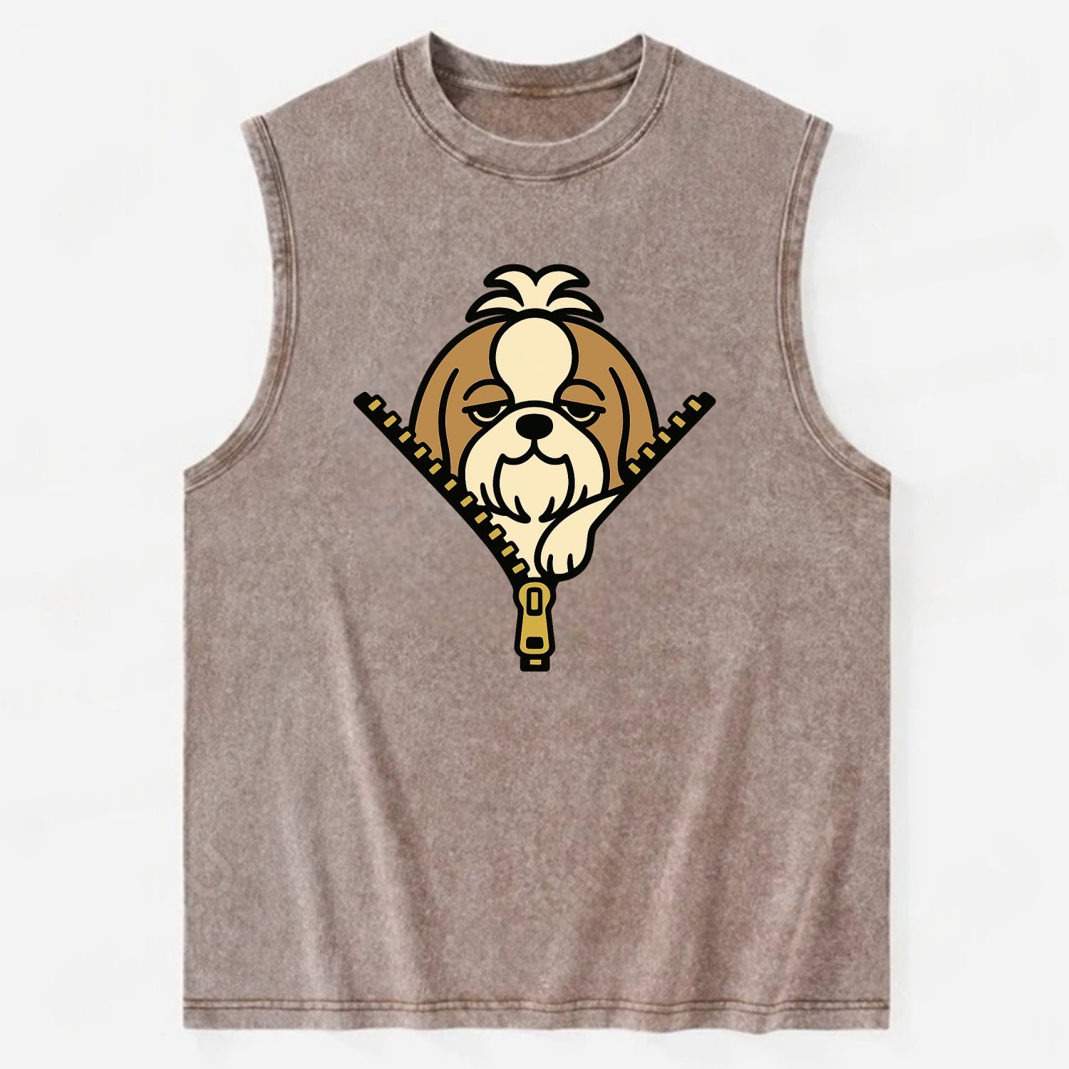 Shih Tzu - Vintage Washed Tank - Brown