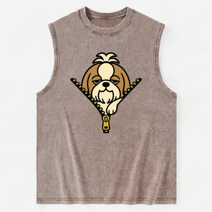 Shih Tzu - Vintage Washed Tank - Brown