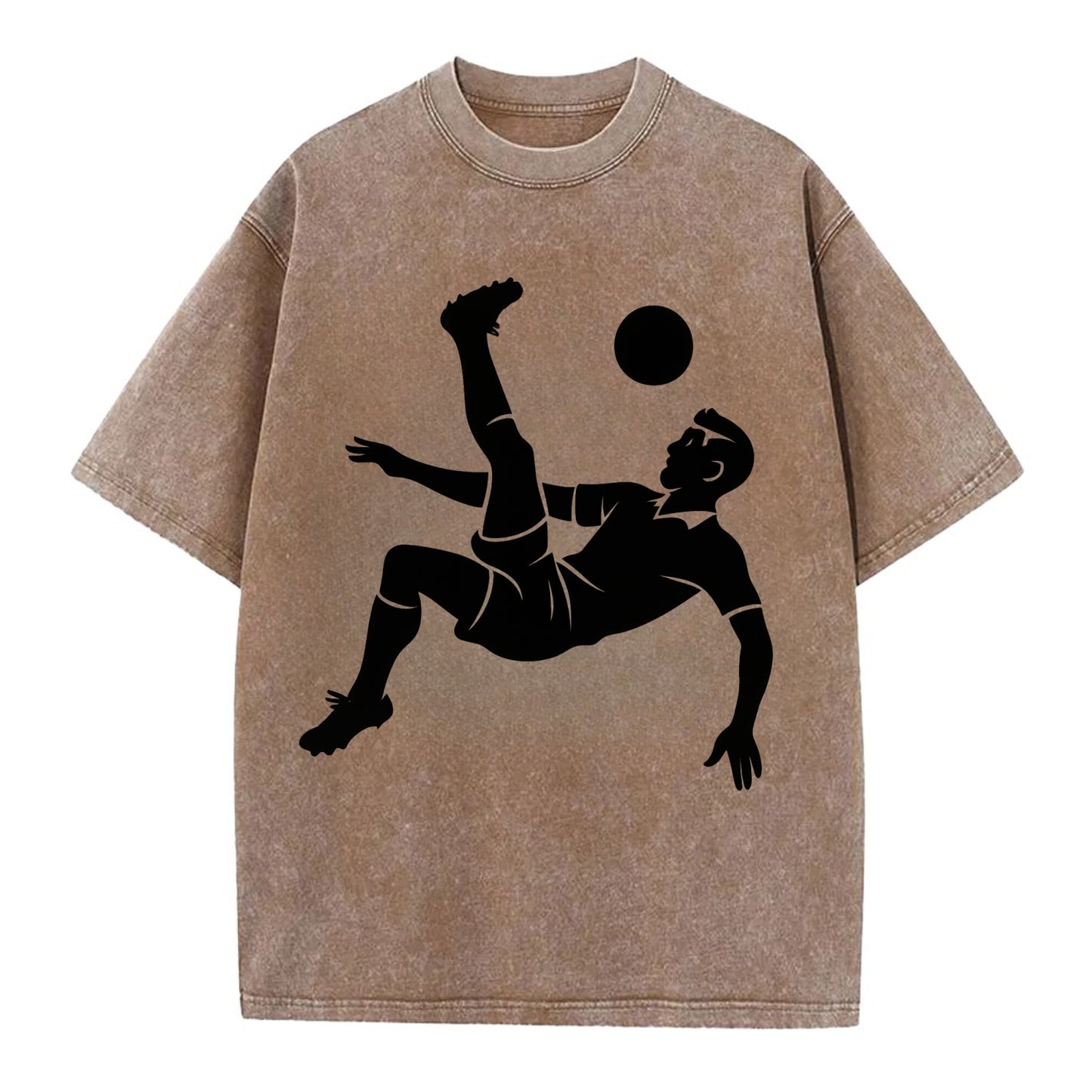 Soccer player doing a bicycle kick - Vintage T-shirt - Brown
