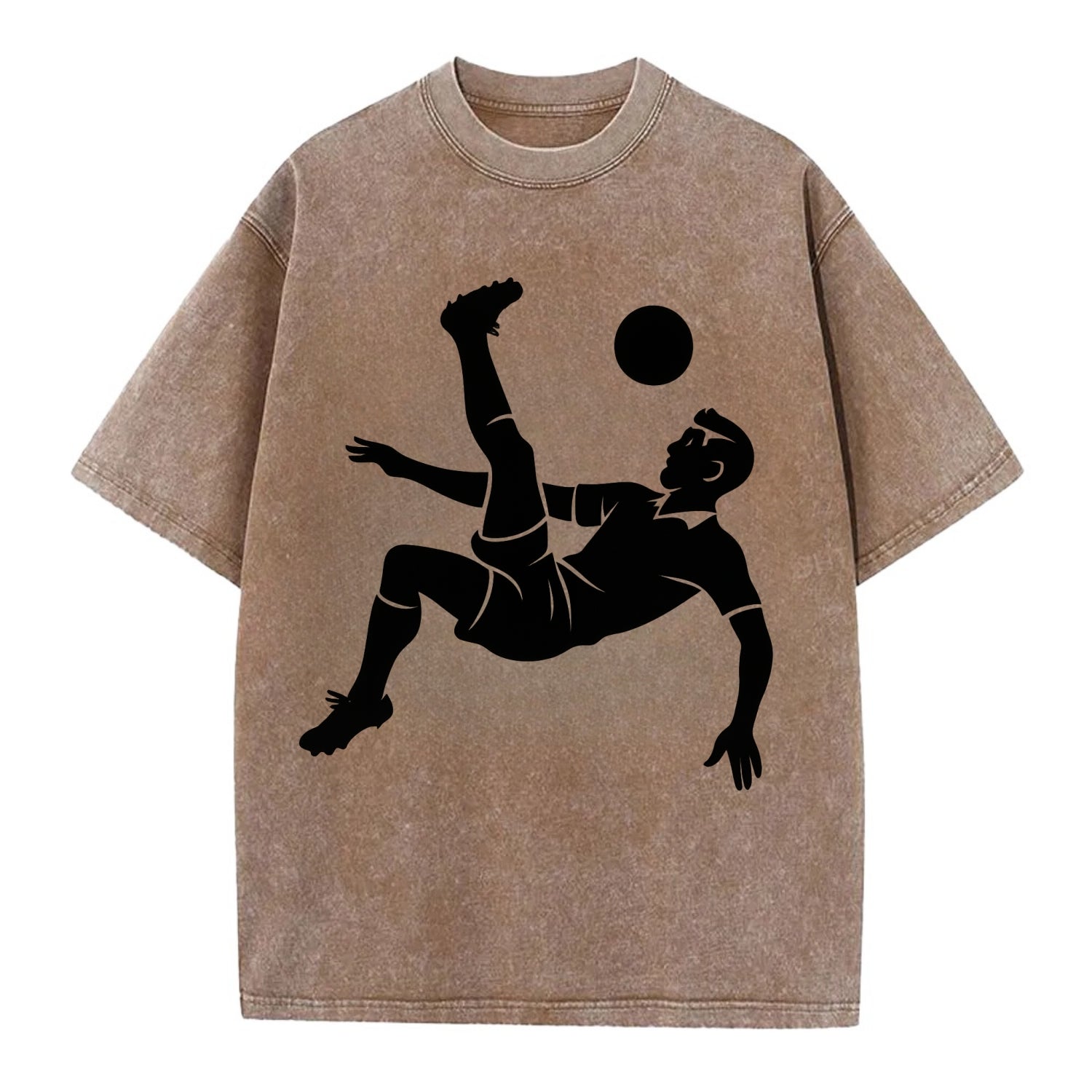 Soccer player doing a bicycle kick - Vintage T-shirt - Brown