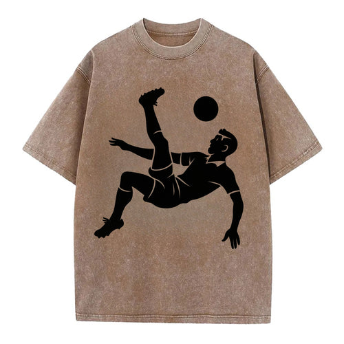 Soccer player doing a bicycle kick - Vintage T-shirt