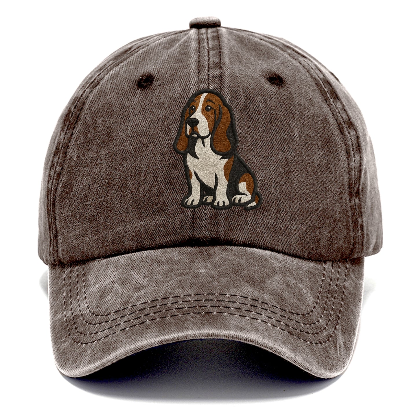 Basset Hound - Tri-color embroidered sit Classic Cap - Brown