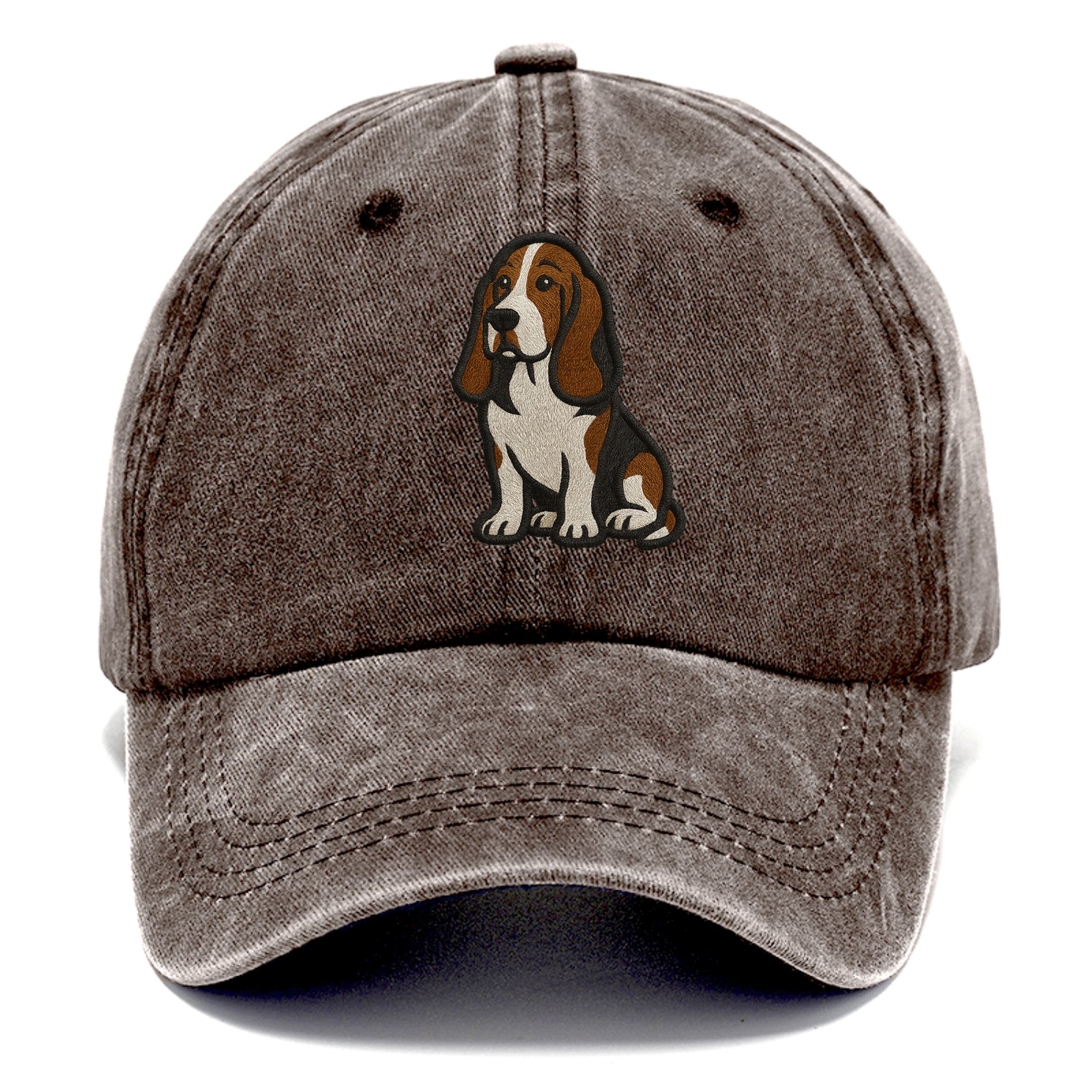 Basset Hound - Tri-color embroidered sit Classic Cap - Brown