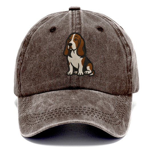 Basset Hound - Tri-color embroidered sit Classic Cap - Brown