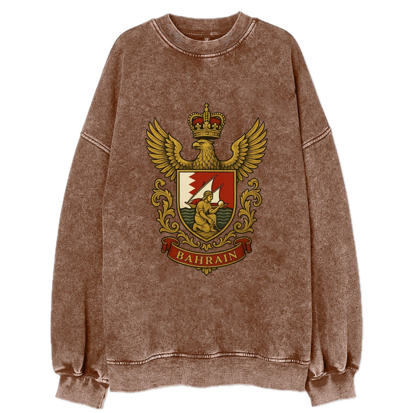Bahrain Heritage Badge  - Vintage Sweatshirt - Brown