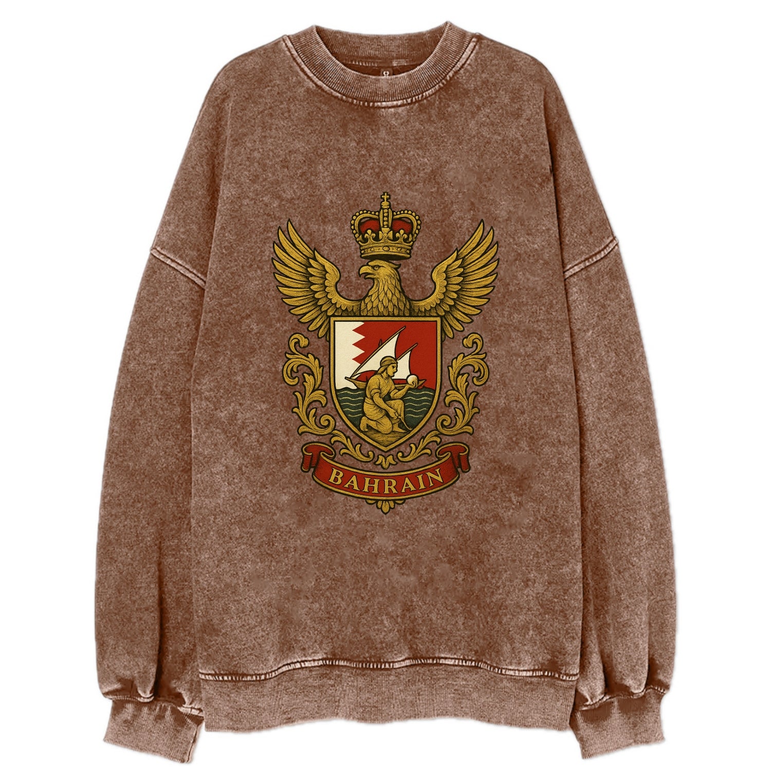 Bahrain Heritage Badge  - Vintage Sweatshirt - Brown