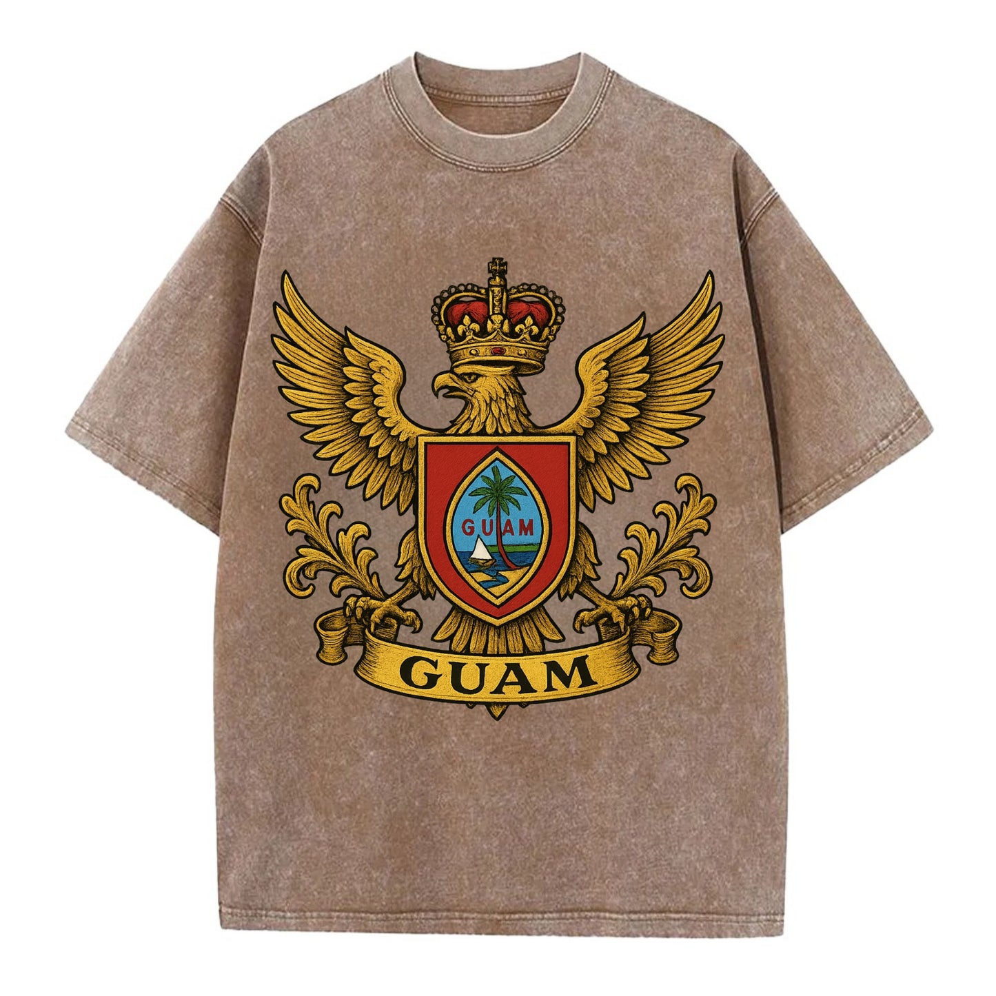 Guam Heritage Badge  - Vintage T-shirt - Brown