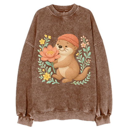 Peach Otter - Vintage Sweatshirt - Brown