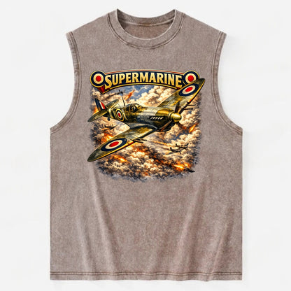 Supermarine Spitfire - Vintage Washed Tank - Brown