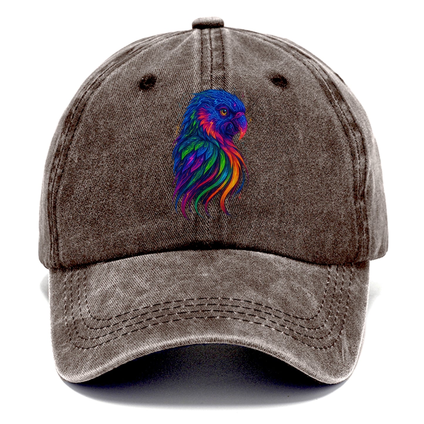 Vibrant parrot with feathers flowing into tropical rainbow streams, every color of - Classic Cap - Brown