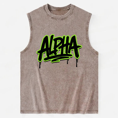 Bold typography design - ALPHA - leader of the pack - Vintage Washed Tank