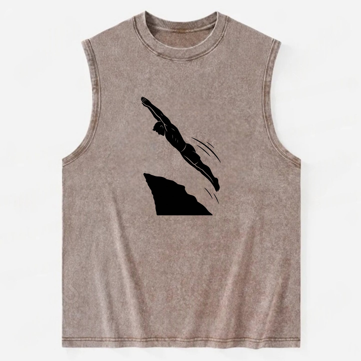 Cliff diver perfect form - Vintage Washed Tank - Brown