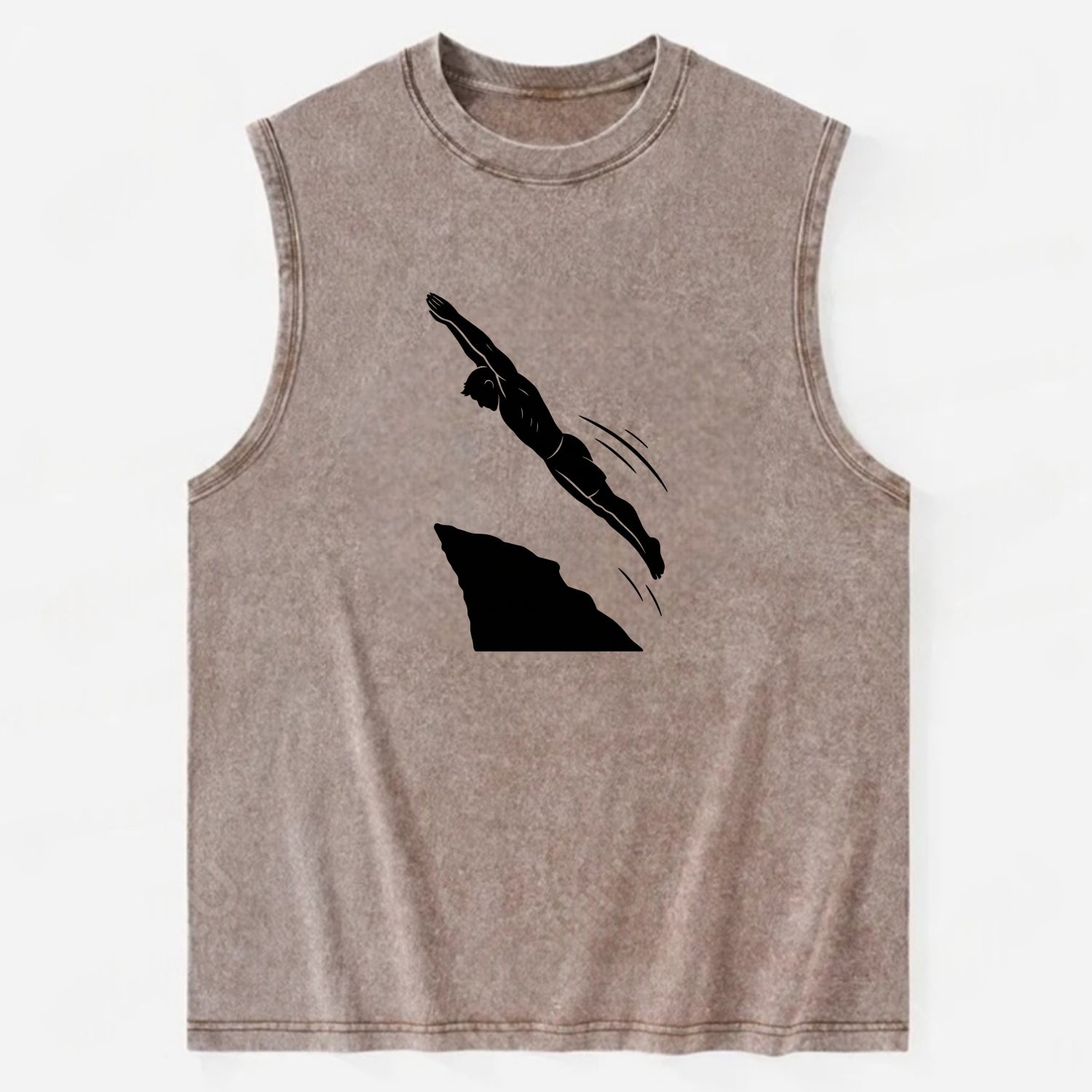 Cliff diver perfect form - Vintage Washed Tank - Brown