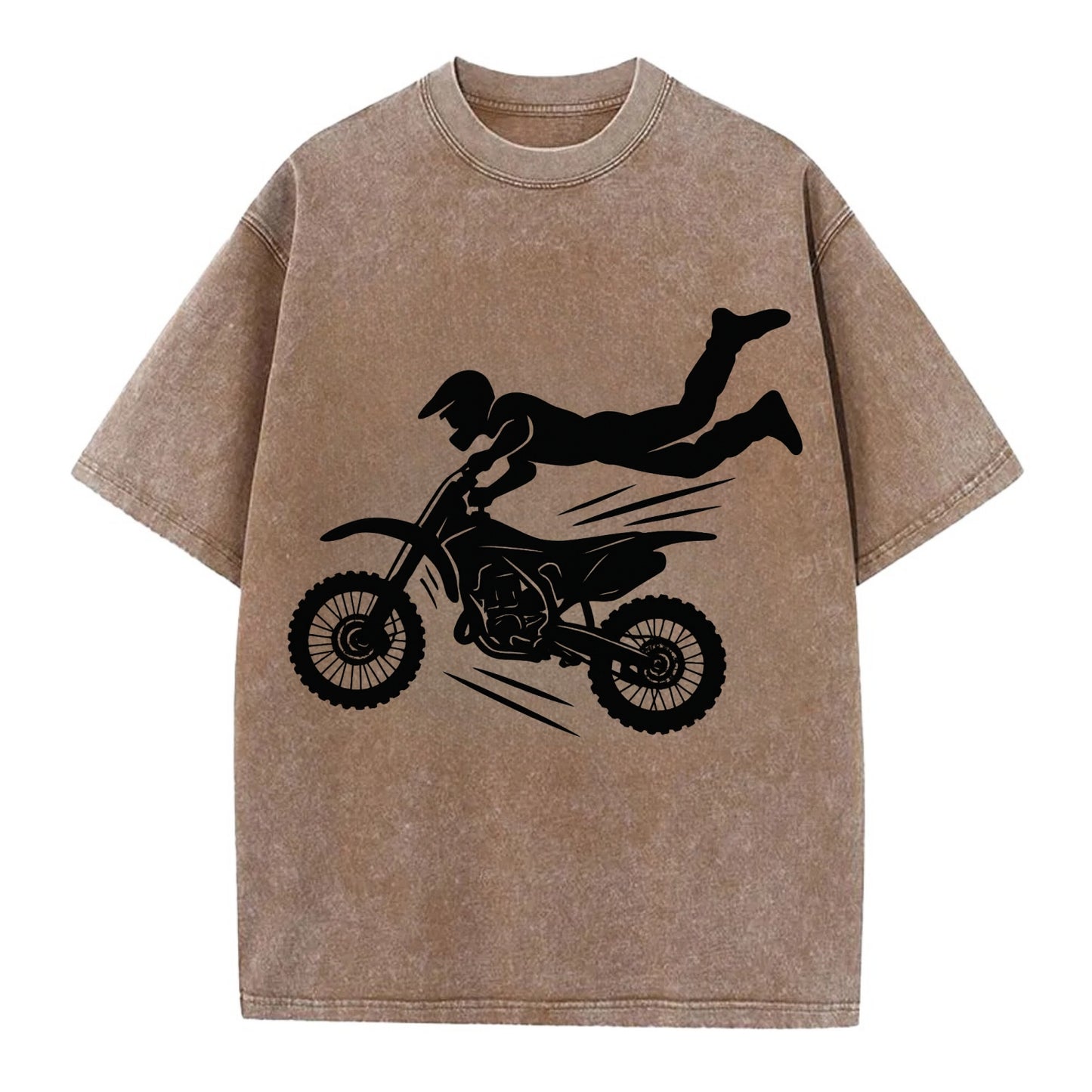 Motocross rider airborne trick - Vintage T-shirt - Brown
